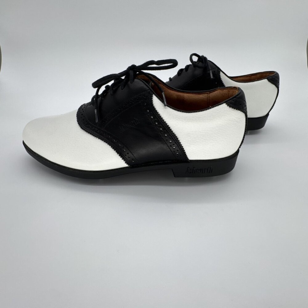 Ashworth Golf Shoe Men's 10M Black & White Genuine Leather - Picture 5 of 10